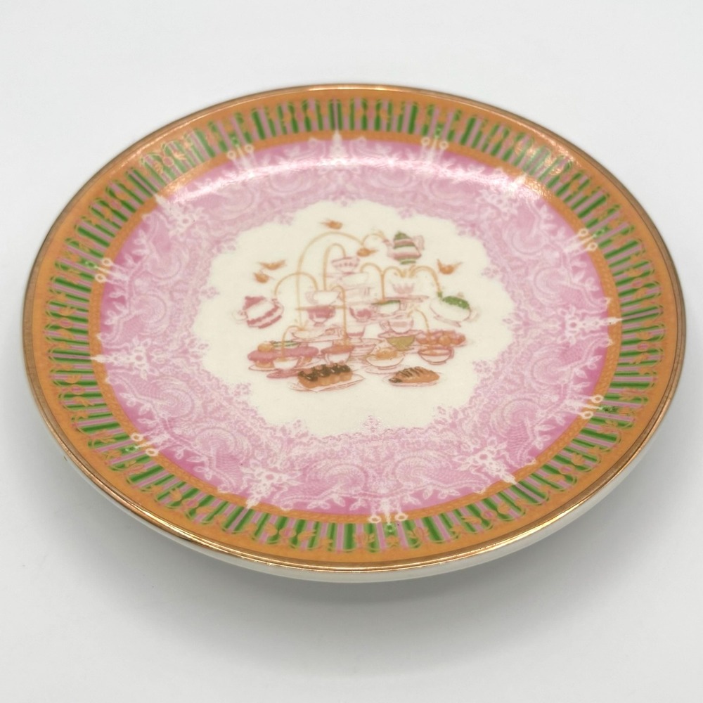 LitJoy Harry Potter Madam Puddifoot's Tea Shop Dessert Plate 6" Pink Gold Gift